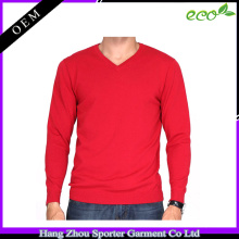 16FZSW02 comfortable plain v-neck wool sweater for men